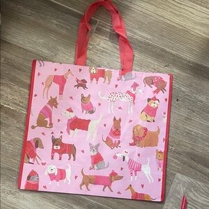 T.J.Maxx Valentine Dog Pink Reusable Tote NEW